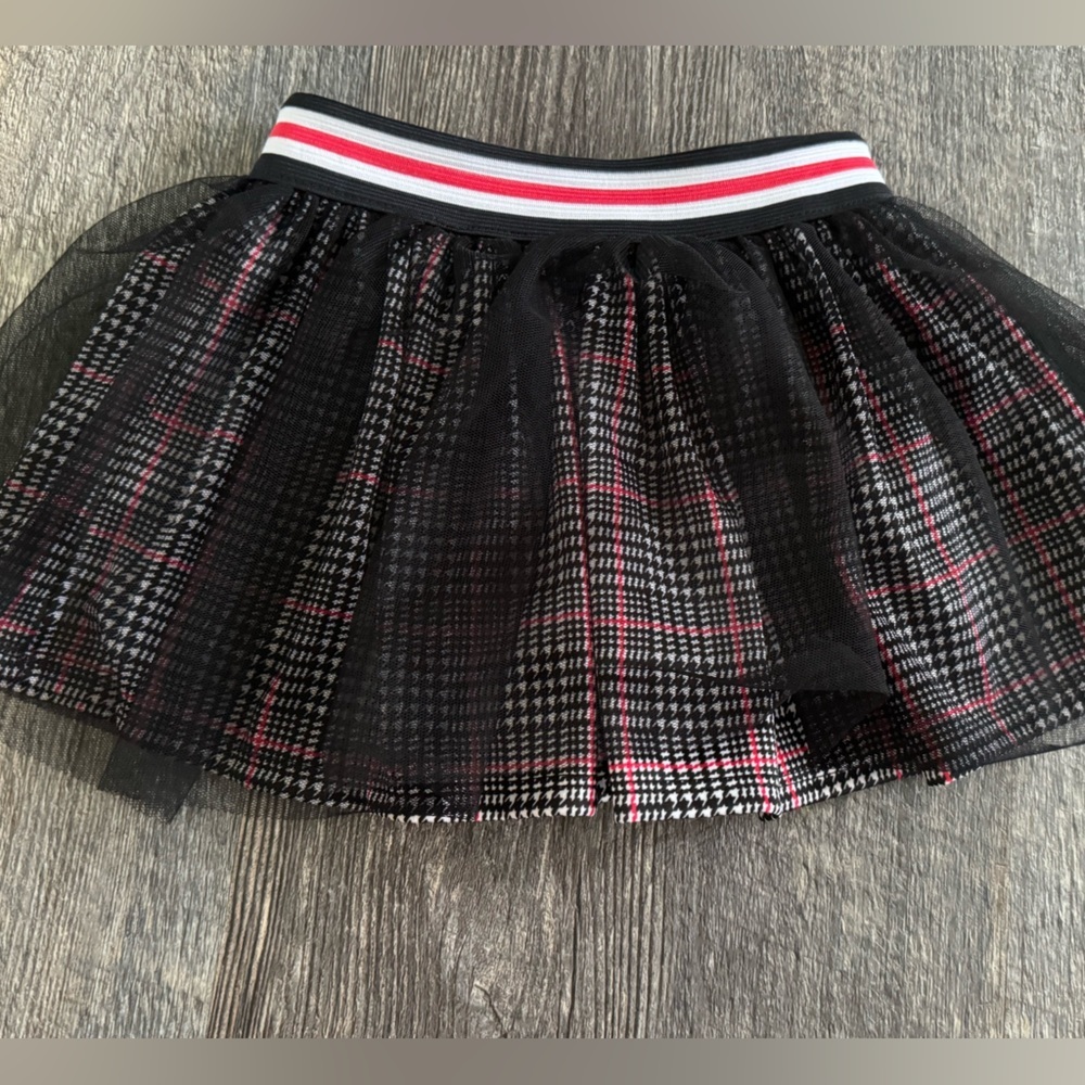 5 for $20✨Disney Minnie Mouse Party Tulle Plaid‎ Skort size 3T Black Red Skirt